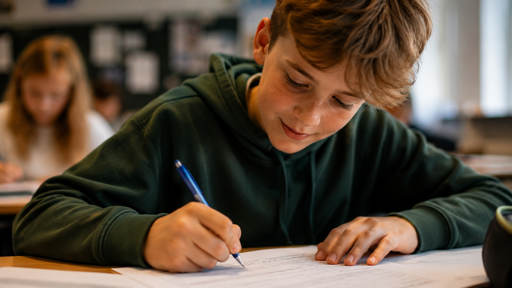 Students completing movie guide writing activities